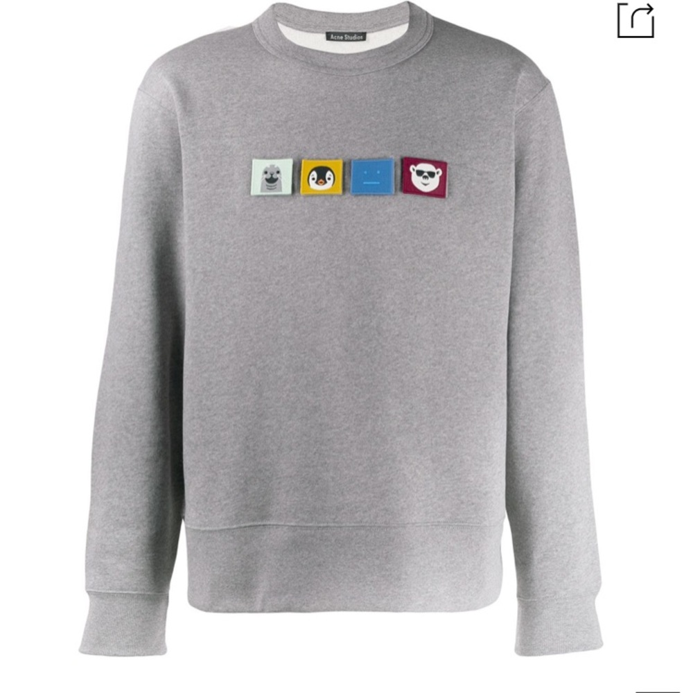 Acne studios interchangeable animal face patch grey sweatshirt